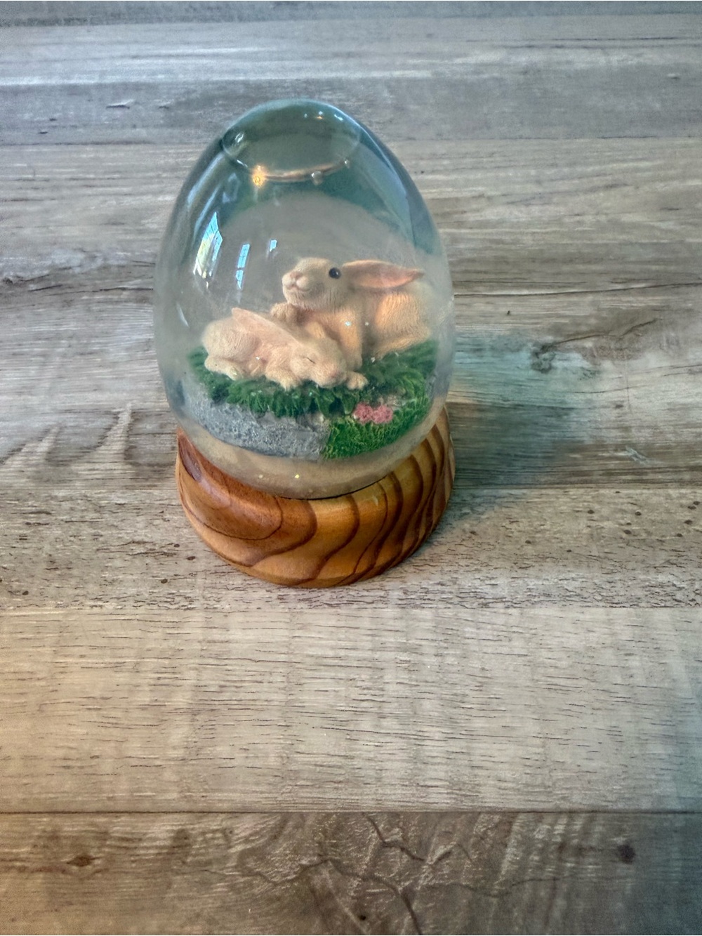 Decorative Rabbit Snow Globe Figurine - Pink Bunny Design